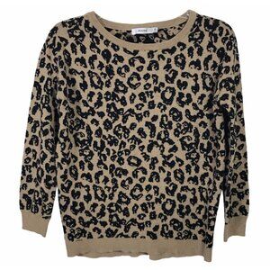 Just Fab Size XS Leopard Print Jacquard Pullover Sweater Camel and Black Casual